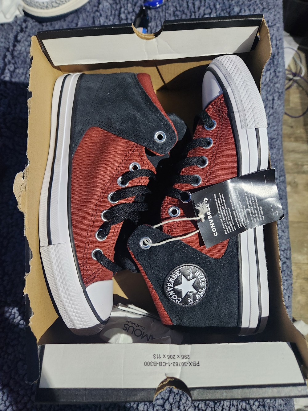 Converse High-Top Sneakers - Rust Red & Black Suede
